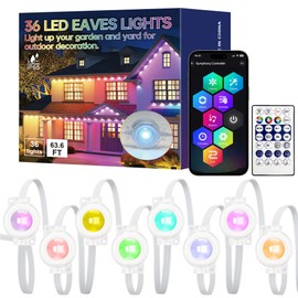 VCOKEN Permanent Outdoor Lights, 63.6ft with 36LED Outdoor Christmas Lights with App Control Remote, DIY Scene Modes Eaves IP65 Waterproof Light for Christmas, Holiday, Decor, Garden Decor