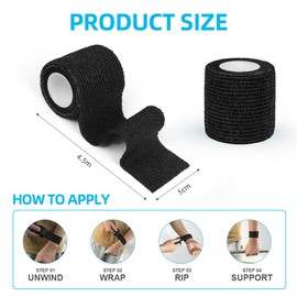 ACWOO Self Adherent Sport Wrap Tape, 8 Rolls 5cm x 4.5m Football Tape Wrap, Cohesive Bandage Sock Wrap, Shin Pad Tape, Goalkeeper Wrist Tape & Football Ankle Tape, Pet & Vet Wrap for Dogs, Horses