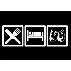 CMI DD853 Eat Sleep Theatre Decal Sticker | 7.5-Inches by 2.5-Inches | Premium Quality White Vinyl