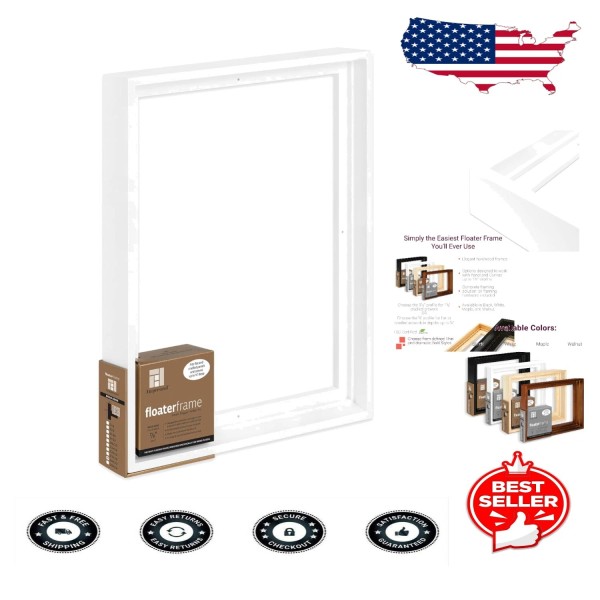 Elegant 16''x20'' Canvas Floater Frame - Bold White for Stunning