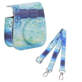 PU Leather Portable Single Shoulder Camera Case Protective Pouch Cover Bag for Instax Mini8/8+/9(Blue )