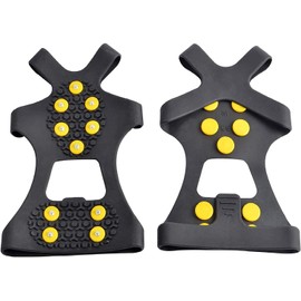 WAYPOR Ice Grips, Traction Cleats, Ice Cleat, Easy Slip On, Outdoor Durable, 10 Steel Studs, Stretchable, Prevent Slipping from Ice/Snow, Extra Studs Included in Each Package. (Small)