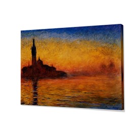 Monet Wall Art Collection Twilight, Venice, 1908 By Claude Monet Canvas Prints Wrapped Gallery Wall Art | Stretched and Framed Ready to Hang 8X12,