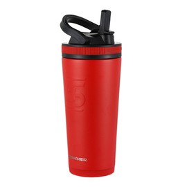 Ice Shaker 26 Oz Sport Bottle, Stainless Steel Water Bottle with Straw Lid, As Seen on Shark Tank, Insulated Water Bottle and Sports Water Bottle, Red