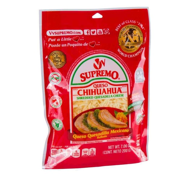 Supremo Queso Chihuahua Shredded Quesadilla Cheese, 7.06 Ounce -- 12