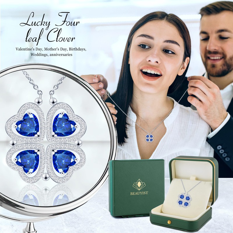 Beauyist 2 IN 1 Lucky Four Leaf Clover Necklace for