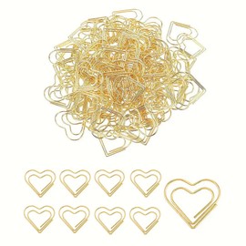 50 Pcs Gold Paper Clips,Heart Paper Clips,Mini Heart Paper Clips,Stainless Steel Metal Paper Clips,for Document Note Organizing Wedding Decorative Crafts Office School Supplies(Gold)