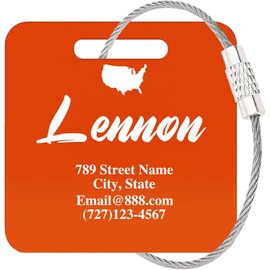 Etiquetas de equipaje personalizadas para maletas, etiquetas acrílicas con nombre personalizado con agujero y lazo de acero para viajes, mochilas, golf, taza de bagwine, impermeable (naranja)