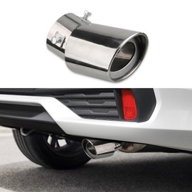 HEVLE Stainless Steel Car Exhaust Tip, 2.5" to 3.3" Universal Automotive Replacement Exhaust Pipes, Chrome-Plated Finish Exhaust Tailpipe Universal Car Accessories Fits Most Car (Silver, Bend)