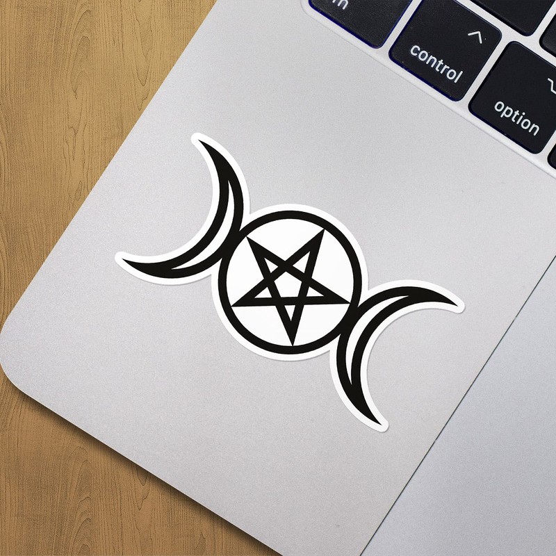 Triple Moon Goddess Pentacle Wicca Symbol Vinyl Sticker Art Decal