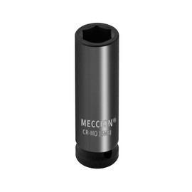 Meccion 1/2 Inch Drive Impact Socket 15mm Metric, 6 Point Cr-Mo Deep Impact Socket, 78mm Length
