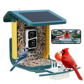 Bird Feeder with Camera, Support 2.4GHz/5GHz, 2K Live Steam for Outdoor, 1.8L Large Capacity, AI Identify Auto Capture Videos, Camera Bird Feeders for Outside, Ideal Gift for BirdLovers (Dark Blue)