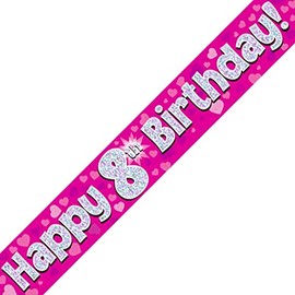 8th Birthday Pink Birthday Party Foil Banner Pennant Age 8