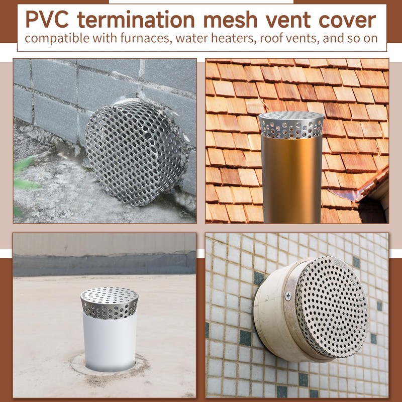 BJADE'S PVC Pipe Termination Cap,Stainless Steel Mesh Screen Vent Cover