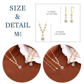 MicLee Women's 925 Silver Cubic Zirconia Tassel Chains Pendant and Earrings Elegant Round Diamond Tassel Jewellery Sets Creative Girls Necklace Earrings Wedding Dress Jewellery Party Bijouterie,