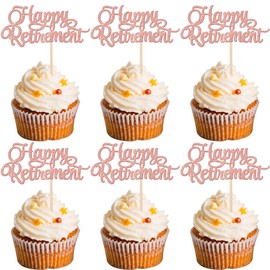 30 piezas de decoraciones para magdalenas de jubilación feliz con purpurina, con texto en inglés "I'm Retirado", decoraciones oficiales para magdalenas jubiladas, decoración para fiestas de cumpleaños, decoración de pasteles, suministros de oro rosa