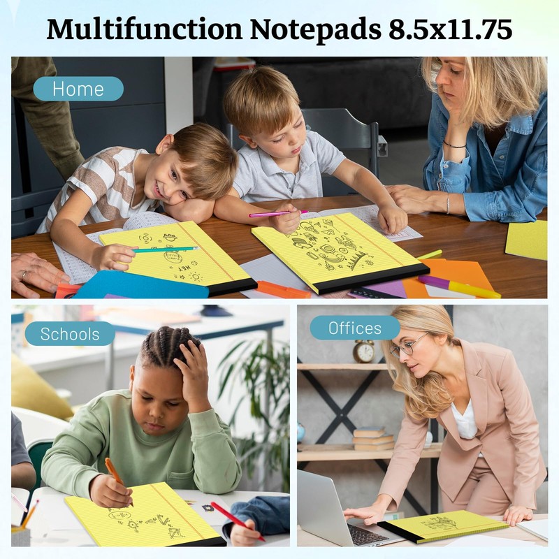 Legal Pads 8.5 x 11 Yellow Note Pads, 3 Pack