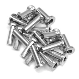 DEDC 20 pieces stainless steel protective covers for 1/8 inch, 5/32 inch, 3/16 inch cable railing, stainless steel 316 protective cases for wooden posts and DIY balustrade