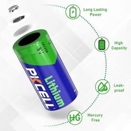 PKCELL CR123A Battery 123A Lithium Batteries 4Pack 1500mAh CR17345 3V Lithium Batteries for Intensity Flashlights, Security Alarm System, Ring Sensor