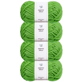 Pretty Jolly 4 Skeins Easy Crochet Yarn Soft Knitting Yarn for Beginners Cotton-Nylon Blend Yarn Easy-Use Yarn for Starters Crochet Kit Making Yarn for DIY Craft Total Length 4×50m(4×50g)(Green)