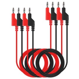 4mm Stackable Banana Plug Test Lead Electrical Test Banana Plug Test Cable (2 Red, 2 Black)