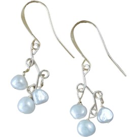 Beads by Bettina Handmade Lightweight Gold Tone Pearl Cluster Drop Earrings on Ear Wires