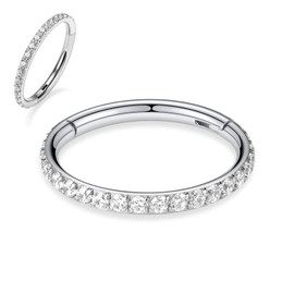 AROWRO G23 Titanium Nose Rings Hoop 18G 16G 14G Seamless Piercing Rings for Nose Septum Cartilage Helix Tragus Conch Rook Daith Lobe Diameter 6/8/10/12 mm, Titanium