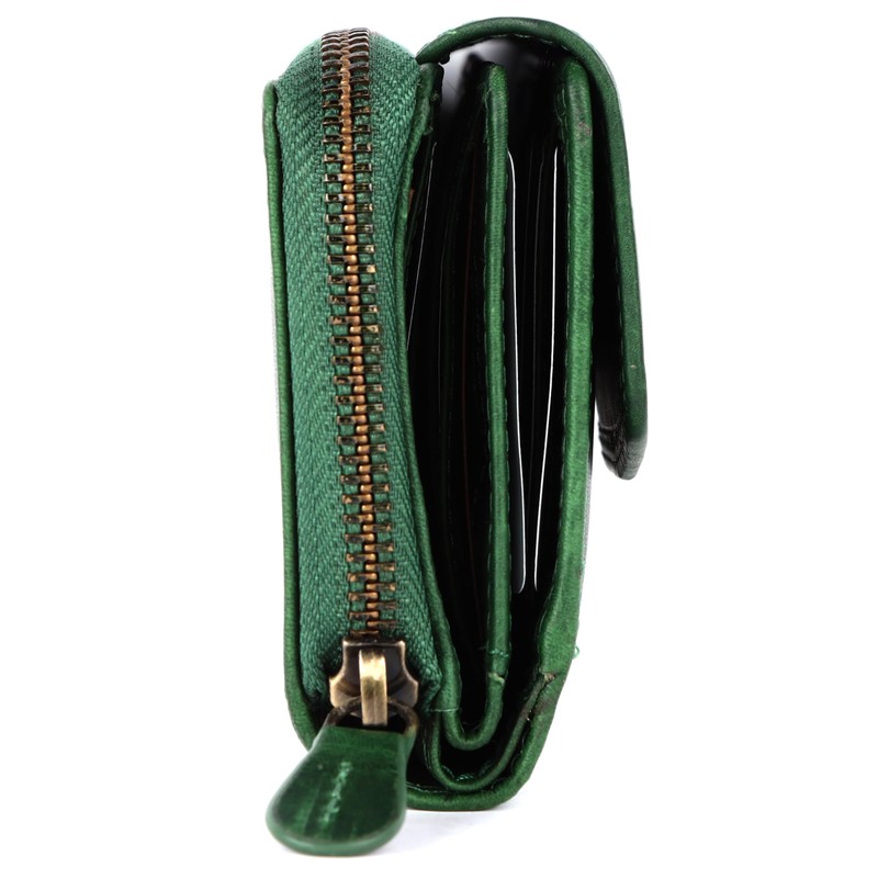 Chunkyrayan P GB-6 Green Madrid Women's Wallet High-Quality Vintage RFID