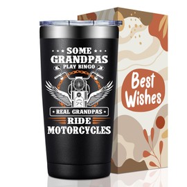 BIRGILT Some Grandpas Play Bingo Real Grandpas Ride Motorcycles Vacuum Insulated Tumbler 20oz - Grandpa Motorcycle Gifts for Christmas, Fathers Day, Birthday - Funny Motorcycle Gifts for Grandfather