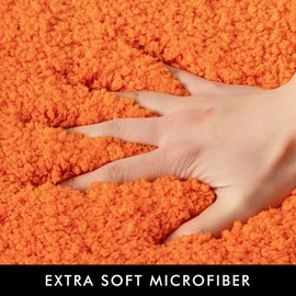 MIULEE Bath Mat Non Slip Absorbent Bathroom Soft luxurious Shower Small Mat Doormat Inside Rugs Kitchen Rugs Carpet Mat Washable for Bathroom Bedroom Kitchen Entrance 40x60 cm Orange