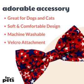 Huxley & Kent Bow Tie for Pets | Patriot Stars (Extra-Large) | 4th of July Patriotic Velcro Bow Tie Collar Attachment | Fun Bow Ties for Dogs & Cats | Cute, Comfortable, and Durable | H&K Bow Tie