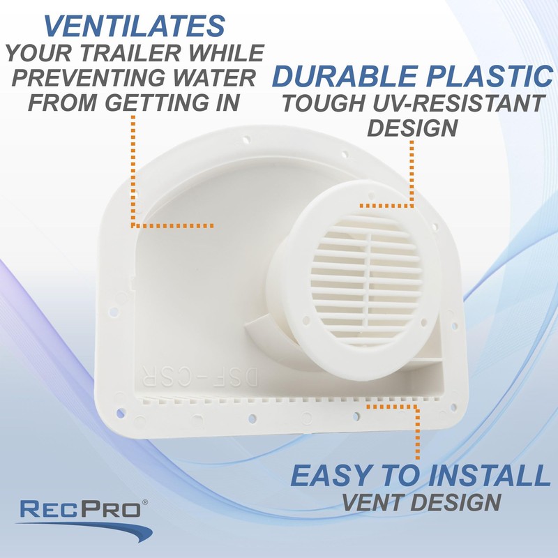 RecPro Trailer Exterior Vent Cowl | Driver's Side Front |