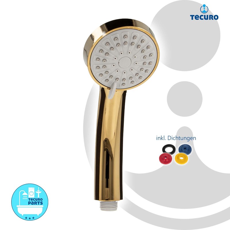 tecuro Hand Shower ew-080 Gold with 3 Functions and Anti-limescale