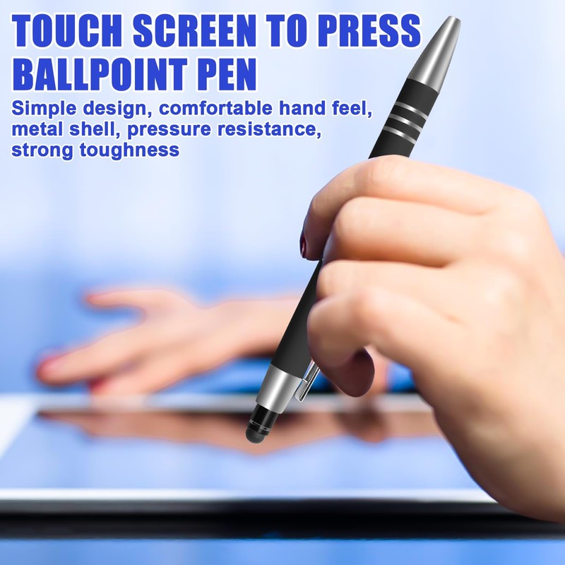 Ballpoint Pens with Touch Pen, 4 Colours, 2-in-1 Ballpoint Pen,