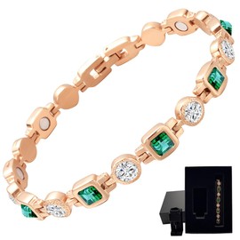 Magnetic Bracelet for Women, Ultra Strength Magnetic Bracelet Therapy Bracelet with 3800 Gauss Magnets & Dazzling Cut Crystals Stone, Adjustable Length with Included Sizing Tool