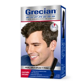 Grecian Express Tinte Colorante Para Hombre En Crema, Sin Amoníaco, Color Castaño Oscuro, Fácil Aplicación, 80 g