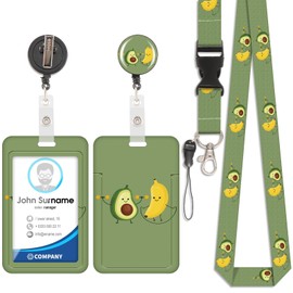 Card Holder with Avocado Banana Lanyard, ID Badge, Card Holder with Lanyard, Removable Lanyard with Retractable Clip for Business Cards, Entrance Cards, ID Cards