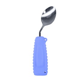 Ehucon Adaptive Weighted Silverware Utensils Angled Spoon for Hand Tremors Parkinsons,Weighted Utensils with Non-Slip Easy Grip Handles for Independent Eating(Left Hand,Purple,Pack of 1)