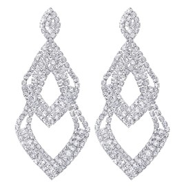 Splendid Rhinestone Cluster Chandelier Braided Large Long Dangle Teardrops Earrings Party Prom Dress(CA)