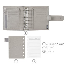 Moterm Pocket Luxe Rings Planner - Genuine Leather Binder Organizer (Pebble-Gray, 30mm Ring, Budget Binder)