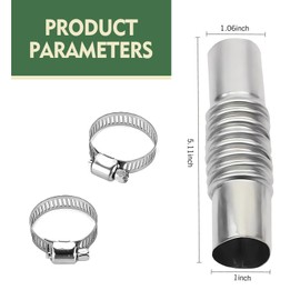 lekudo 1 PC Car Exhaust Pipe Connector Kit, 5.11" x 1.06" x 1" Stainless Steel Corrugated High Temperature Resistant Straight Waterproof Heater Pipe Connector, Repair Accessories (Silver)