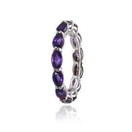 Ice Gems Sterling Silver African Amethyst 5x3mm Oval-Cut Eternity Band Ring, Size 8