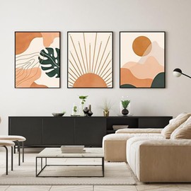 ZFTCN Modern Wall Poster Set, Natural Landscape Cat Tail Poster, Abstract Botanical Poster, Bohemian Decorative Poster Set, Frameless (3 Pieces - 20 x 30 cm, Poster 1)