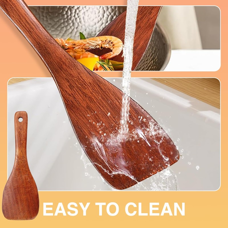 Thoquene Set of 4 Wooden Spatulas for Kitchen Restaurant