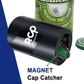 Push Down-Pop Off Bottle Opener with Magnetic Cap Catcher No Damage to Caps,Automatic Decapitator Beer/Soda Magnet Bottle Top Openers,One-Hand Easy/Funny Open,Cool Bartender Tools