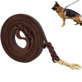 Premier Braided Leather Dog Leash 6/8/10 ft for Strong Medium Large Dogs, Leather Heavy Duty Training Leash (6FT)