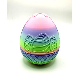 3D Printed Rainbow Easter Egg with 3 Flexible Chicks Inside, Articulated Fidget Gift Toys, Easter Basket Stuffer, 3D Printed Animals Toy Set 4 Pieces May Help with ADHD Autism Anxiety Stress