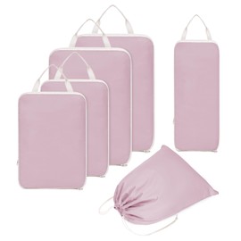 Narwey 6 Set Compression Packing Cubes Travel for Carry on Women, Packing Organizers Bag for Backpack Luggage Suitcase Duffle Bags (Dusty Rose)