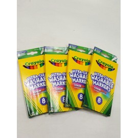 Crayola Ultra Clean Washable Markers, Color Max 8-Count, Set of 4, New