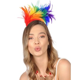 Hatstar Fascinator Headband Colourful Rainbow Feather Headband Hair Accessories for Women and Girls Accessory for New Year's Eve, New Year, Wedding, Carnival, Fancy Dress Party